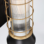 Настенный фонарь цилиндрической формы с рифленым стеклом в золотом каркасе на черном прямоугольном основании Eurofase варинант исполнения - 3 | Loft Concept в Волгограде