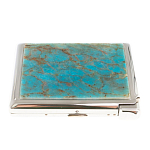 Портсигар на 20 сигарет с газовой зажигалкой из натурального камня Апатит Голубой Stone Cigarettes Cases варинант исполнения - 2 | Loft Concept в Волгограде