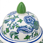 Ваза с крышкой и зелено-голубым рисунком на белом фоне 51 см Blue & White Ornament варинант исполнения - 3 | Loft Concept в Волгограде
