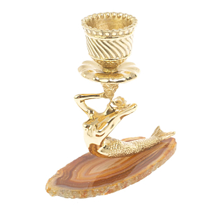 Подсвечник из натурального камня агат светло-коричневый Stone Candlestick
