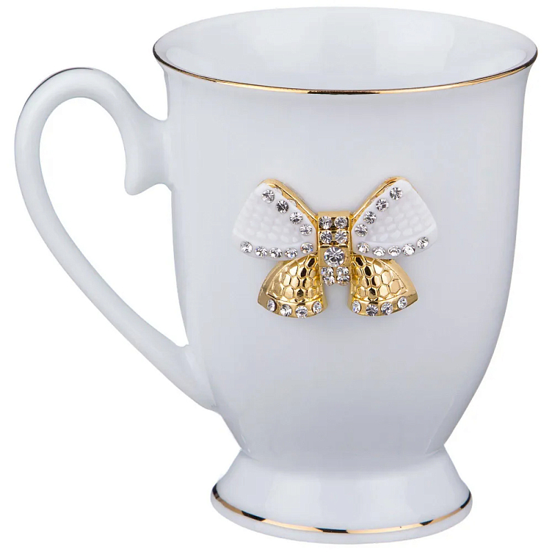 Кружка из фарфора белая со стразами 300 мл Shine Porcelain Белый Золотой Кружка из фарфора белая со стразами 300 мл Shine Porcelain Белый Золотой в Волгограде | Loft Concept