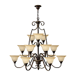 Люстра трехъярусная бронзового цвета с 15-ю кремовыми плафонами в форме чаш Hinkley варинант исполнения - 2 | Loft Concept в Волгограде