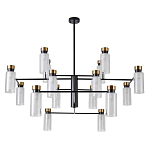 Люстра потолочная с 16-ю цилиндрическими плафонами из стекла и черным каркасом Noir Poise варинант исполнения - 1 | Loft Concept в Волгограде