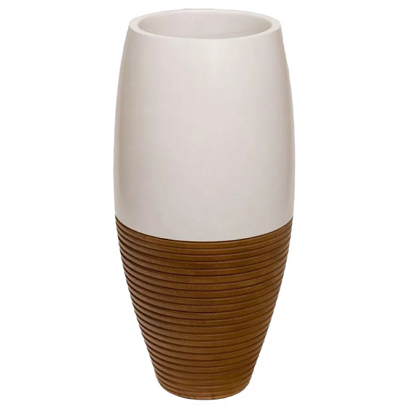 Ваза деревянная белая Vase of Thailand Белый Светло-коричневый  в Волгограде | Loft Concept 