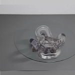 Дизайнерский журнальный стол с круглой прозрачной столешницей и основанием в виде цепи Hua Wang варинант исполнения - 2 | Loft Concept в Волгограде