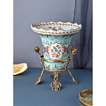 Ваза из голубого фарфора с рисунком птиц и цветов и декоративными элементами Blue Garden варинант исполнения - 6 | Loft Concept в Волгограде