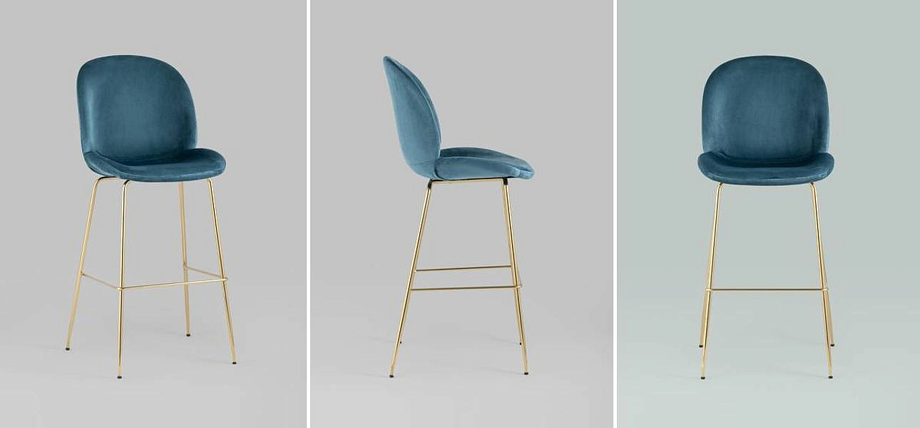 Барный Стул Синий Велюр Vendramin Chair Барный Стул Синий Велюр Vendramin Chair - Loft-Concept в Волгограде