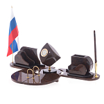 Настольный письменный набор из природного камня обсидиана коричневого Team leader варинант исполнения - 2 | Loft Concept в Волгограде