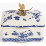 Фарфоровая шкатулка с бронзовой стрекозой Blue and White варинант исполнения - 4 | Loft Concept в Волгограде