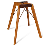 Стол обеденный с коричневой прямоугольной столешницей из керамики на четырех деревянных ножках Brown Ceramics варинант исполнения - 3 | Loft Concept в Волгограде