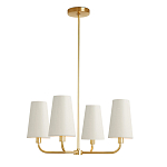 Люстра золотая с белыми тканевыми абажурами Coolness варинант исполнения - 1 | Loft Concept в Волгограде