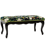 Банкетка из натурального бука черная с изображением птиц и цветов Blooming Birds варинант исполнения - 1 | Loft Concept в Волгограде