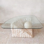 Дизайнерский журнальный стол в виде раковины с жемчужиной под прозрачной столешницей Fahin варинант исполнения - 1 | Loft Concept в Волгограде