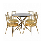 Обеденный стол с чёрной круглой столешницей на золотых ножках Rive Gauche Table варинант исполнения - 3 | Loft Concept в Волгограде