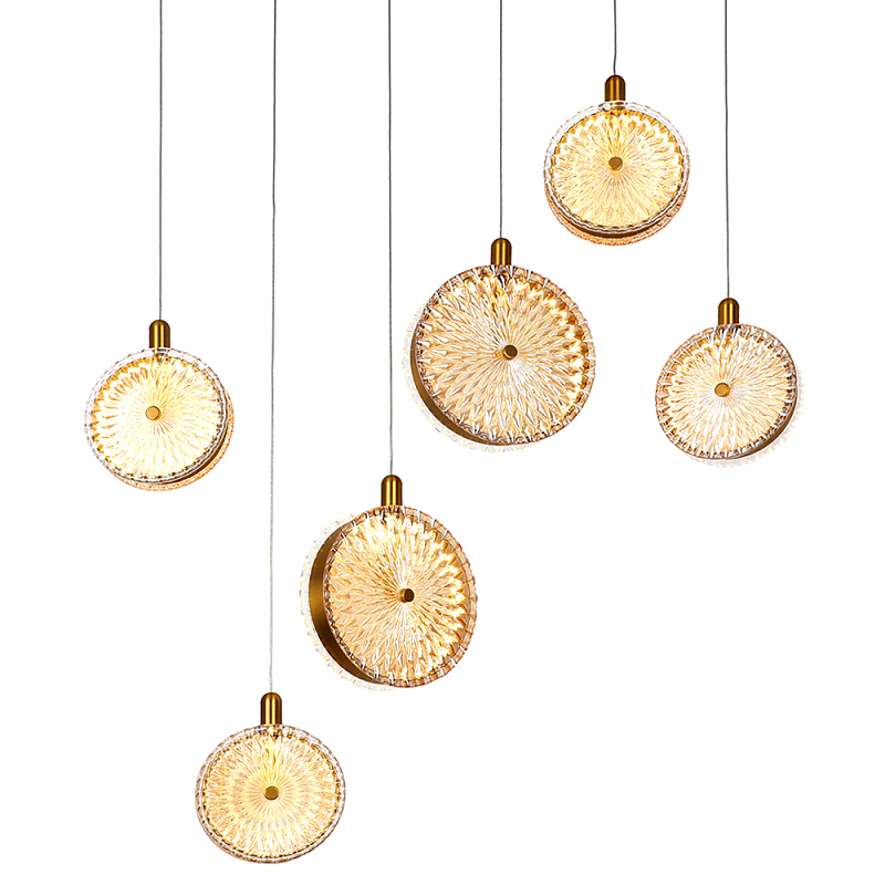 Подвесной светильник с плафонами из рельефного стекла Peony Glass Bronze Six Прозрачный Бронза Черный Подвесной светильник с плафонами из рельефного стекла Peony Glass Bronze Six Прозрачный Бронза Черный в Волгограде | Loft Concept