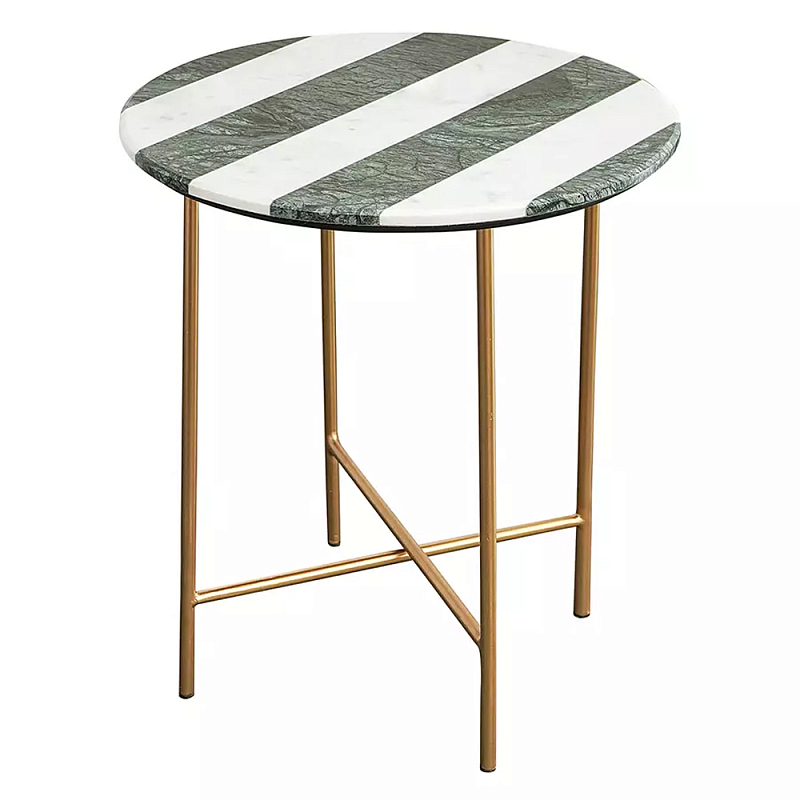 Столик приставной с круглой столешницей с полосатым узором Tabletops with Striped Pattern Серый Белый Столик приставной с круглой столешницей с полосатым узором Tabletops with Striped Pattern Серый Белый в Волгограде | Loft Concept