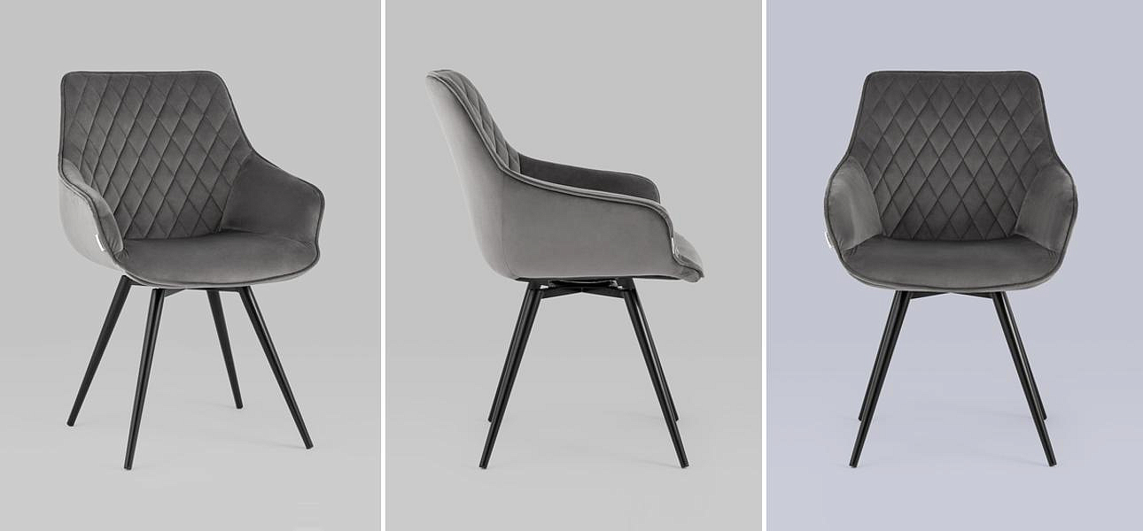 Вращающийся Стул Seoul Chair Серый Велюр Вращающийся Стул Seoul Chair Серый Велюр - Loft-Concept в Волгограде