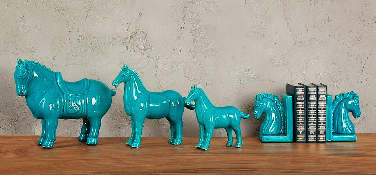 Фигурка керамика синяя лошадь большая Blue Horse Фигурка керамика синяя лошадь большая Blue Horse - Loft-Concept в Волгограде