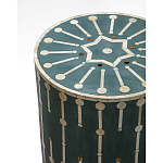 Приставной круглый столик с инкрустацией blue Mandika Bone Inlay  варинант исполнения - 1 | Loft Concept в Волгограде