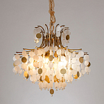Люстра подвесная с белыми и золотыми круглыми подвесками Диаметр 70 см SHELL Chandelier варинант исполнения - 2 | Loft Concept в Волгограде