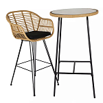 Барный столик с круглой плетеной столешницей Wicker Table Top варинант исполнения - 3 | Loft Concept в Волгограде