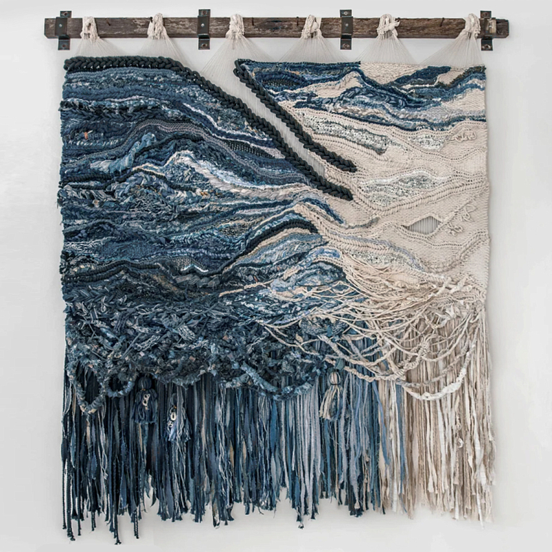 Большой гобелен в синих оттенках Blue Undine Бежевый Синий в Волгограде | Loft Concept 