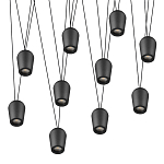 Подвесной светильник черными плафонами на длинных пересекающихся тросах Construction варинант исполнения - 9 | Loft Concept в Волгограде