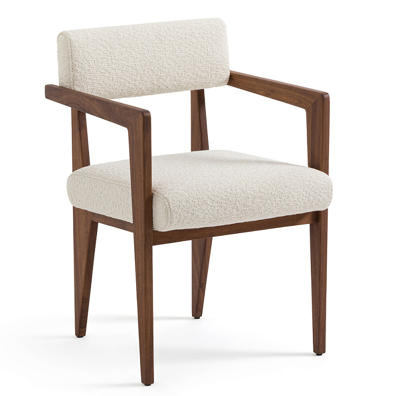 Кресло обеденное Alcove White Boucle из массива ореха Молочный Коричневый в Волгограде | Loft Concept 