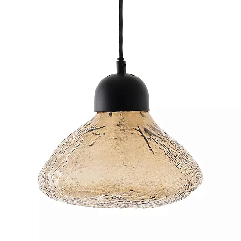 Подвесной светильник с янтарным фактурным плафоном Lamp with Frozen Glass Effect Янтарный Черный Подвесной светильник с янтарным фактурным плафоном Lamp with Frozen Glass Effect Янтарный Черный в Волгограде | Loft Concept