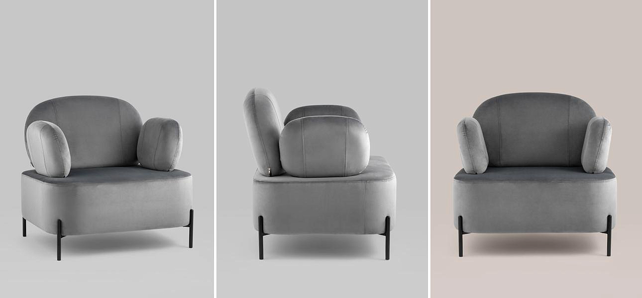 Кресло Color Block серый велюр Кресло Color Block серый велюр - Loft-Concept в Волгограде