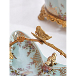 Блюдо из голубого фарфора с бронзовой ручкой в виде ветки Blue Garden варинант исполнения - 5 | Loft Concept в Волгограде