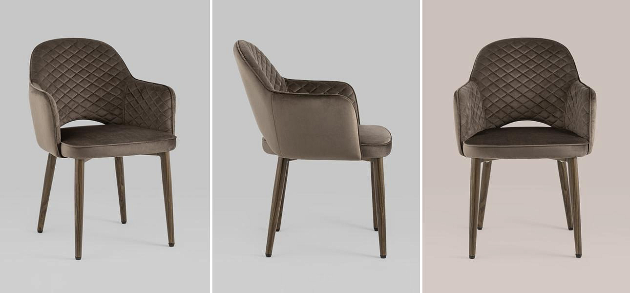Стул SHARRON ромбы Коричневый Велюр Стул SHARRON ромбы Коричневый Велюр - Loft-Concept в Волгограде