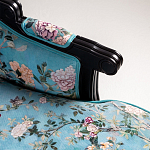 Трехместный диван из натурального бука бирюзовый с изображением птиц и цветов Turquoise Chinoiserie Garden Sofa варинант исполнения - 7 | Loft Concept в Волгограде