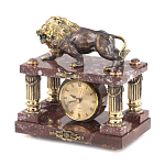 Часы настольные из креноида и бронзы с декором в виде льва Lion Stone Clock варинант исполнения - 3 | Loft Concept в Волгограде