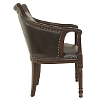Кресло кожаное на 4-х деревянных ножках из массива березы Ethan Armchair brown варинант исполнения - 1 | Loft Concept в Волгограде
