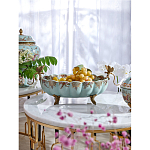 Чаша из голубого фарфора на бронзовых ножках с рисунком цветов и фигурками стрекоз Blue Garden варинант исполнения - 2 | Loft Concept в Волгограде