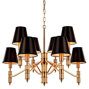 Люстра с черными атласными абажурами Moriart 8 ламп