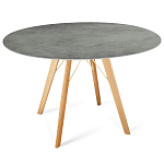 Стол обеденный с серой овальной столешницей из керамики на четырех деревянных ножках Gray Ceramics варинант исполнения - 6 | Loft Concept в Волгограде