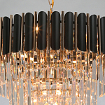Люстра из черного металла с многоярусными подвесками из прозрачного хрусталя на золотой цепи Empire Black Chandelier Crystal варинант исполнения - 9 | Loft Concept в Волгограде