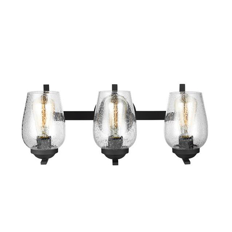 Бра черного цвета с 3-мя плафонами из прозрачного стекла с пузырьками Generation Lighting Черный Прозрачное Стекло в Волгограде | Loft Concept 