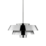 Подвесной светильник с широким многоярусным металлическим плафоном цвета никель в современном стиле Feiss варинант исполнения - 1 | Loft Concept в Волгограде