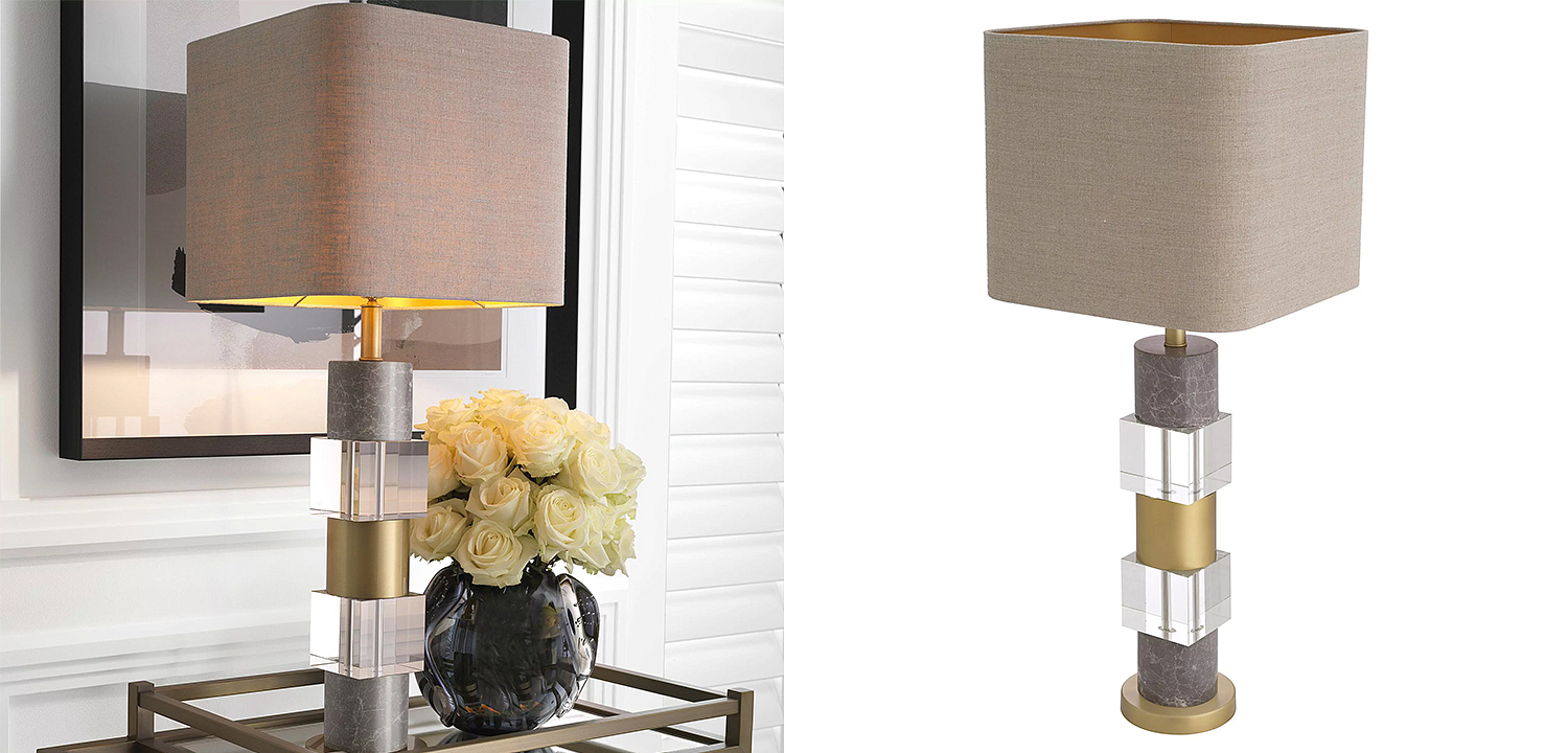 Настольная лампа Eichholtz Table Lamp Cullingham Grey Marble Настольная лампа Eichholtz Table Lamp Cullingham Grey Marble - Loft-Concept в Волгограде