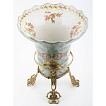 Ваза из голубого фарфора с рисунком птиц и цветов и декоративными элементами Blue Garden варинант исполнения - 3 | Loft Concept в Волгограде