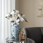 Ваза с крышкой и зелено-голубым рисунком на белом фоне 51 см Blue & White Ornament варинант исполнения - 5 | Loft Concept в Волгограде