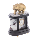 Часы настольные бронзовые с декором в виде медведя Bear Stone Clock варинант исполнения - 3 | Loft Concept в Волгограде