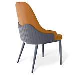 Стул оранжевый с высокой спинкой из искуственной кожи на серых металлических ножках Enigma Orange варинант исполнения - 2 | Loft Concept в Волгограде