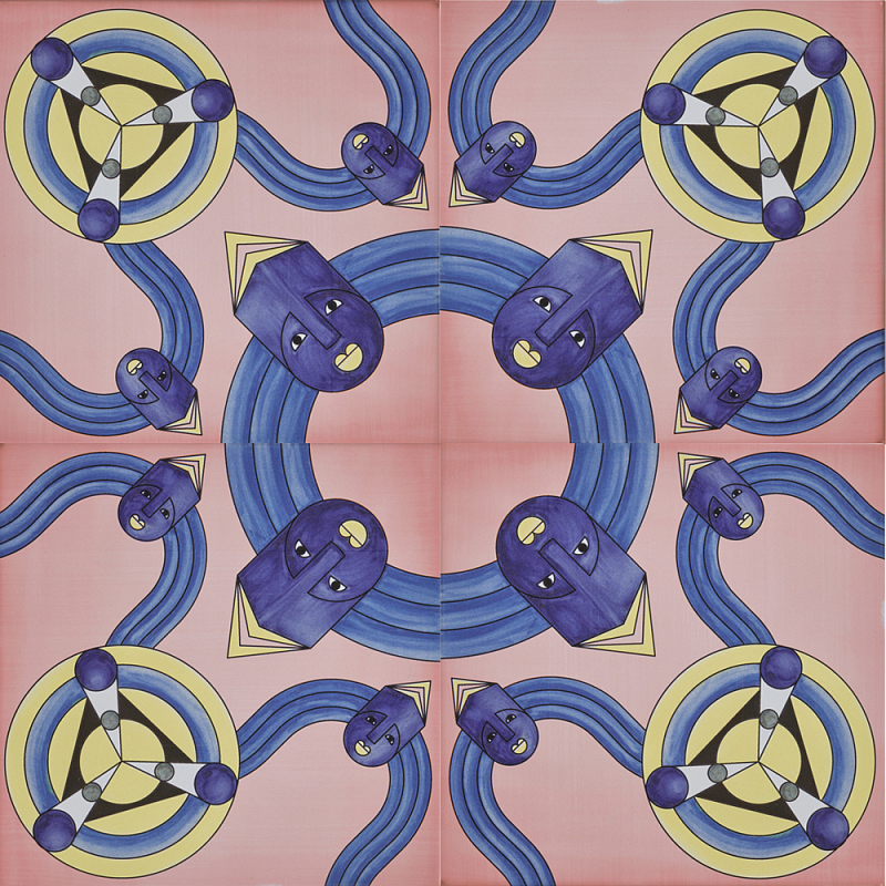 Плитка дизайнерская с узором Дива Розовый Желтый Синий Серый в Волгограде | Loft Concept 