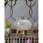 Конфетница прозрачная стеклянная на бронзовых ножках в виде морских коньков с крышкой в виде ракушки Eden Garden варинант исполнения - 3 | Loft Concept в Волгограде
