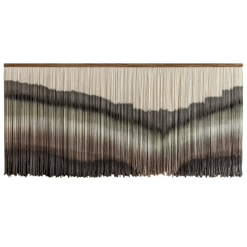 Пейзаж из нитей Макраме Wall decor Black and White Landscape Серый Молочный Черный в Волгограде | Loft Concept 