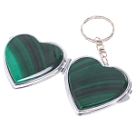 Зеркало брелок складное двухстороннее в форме сердца из натурального камня Малахит Stone Mirrors варинант исполнения - 2 | Loft Concept в Волгограде